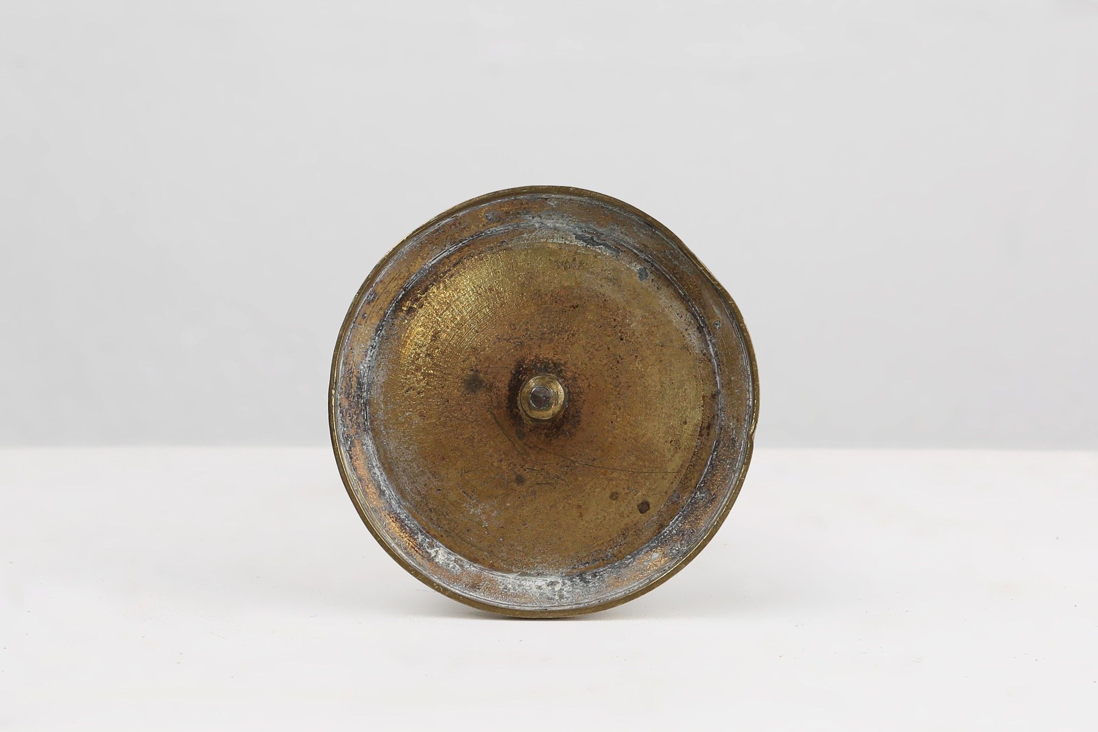 Antique copper Flemish disc candlestick from the 15th centurythumbnail